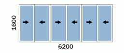 Лоджия «6м» 1605 - схема остекления раздвижными окнами