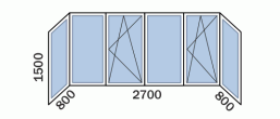 Балкон «3х1м» КОПЭ - схема остекления распашными окнами