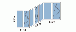 Лоджия «Большой сапог» П-3 - схема остекления распашными окнами