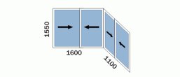 Лоджия «Малая лоджия» П-3М - схема остекления раздвижными окнами