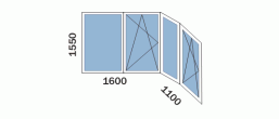 Лоджия «Малая лоджия» П-3М - схема остекления распашными окнами