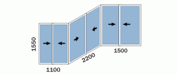 Лоджия «Большой сапог» П-3 - схема остекления раздвижными окнами